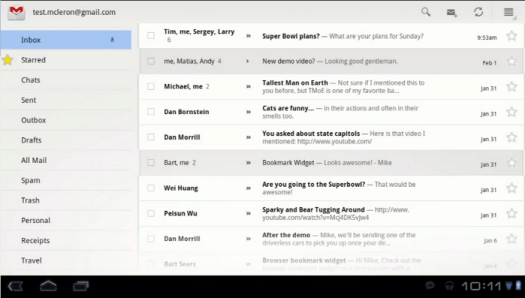 Android 3.0 Gmail App Fragments Honeycomb Gmail App Fragments
