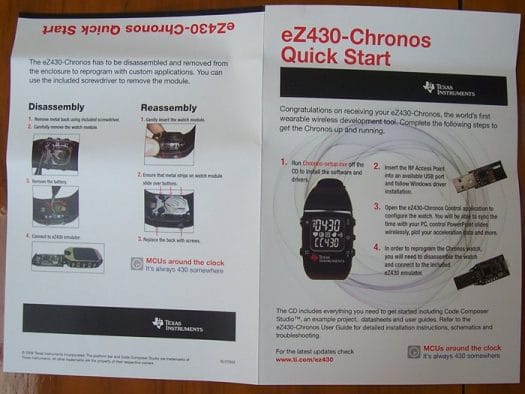 Click to enlarge Texas Instruments ez430-Chronos Quick Start