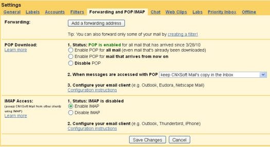 IMAP Settings in G-mail