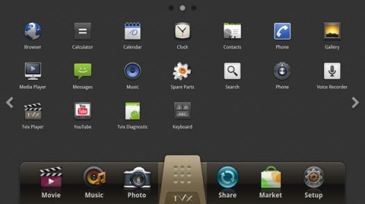 XROID A1 Android media player main menu