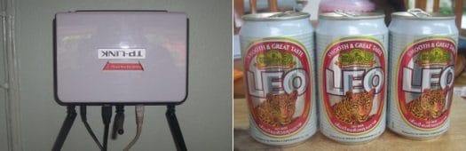 TP Link Wifi Router and 3 LEO Beer Cans TP-LINK TL-WR940N - LEO Beer