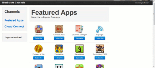Bluestacks Channel to Download Android Apps for Windows 7 (Click to Enlarge) Bluestacks MarketPlace