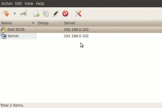 Remmina Server List Screenshot