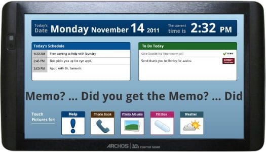 Archos 101 Running Memotouch Application Screenshot of Memotouch Software
