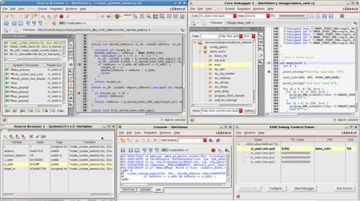 Cadence Virtual System Platform GUI (hardware and software debugging) Figure 2: Coherent hardware/software debugging
