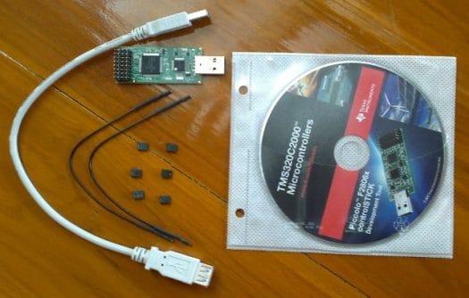 TI Piccolo controlSTICK, development tools CD, USB cable, jumpers and cables