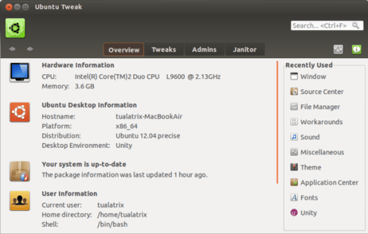 Ubuntu Tweak 0.7.0 Overview Tweak Software for Ubuntu 12.04