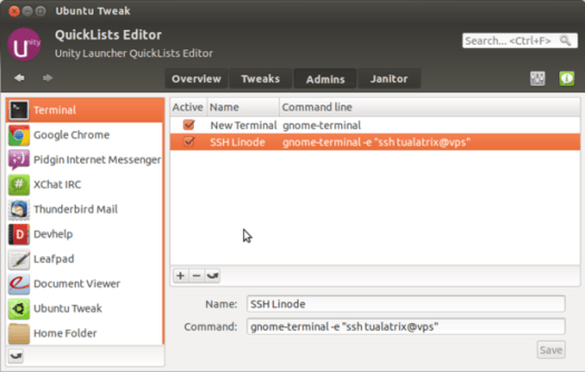Change QuickLists in Ubuntu 12.04