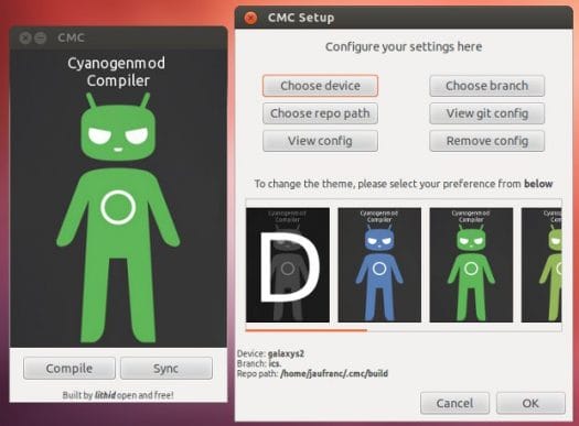 CyanogenMod Compiler (cmc-pygtk) CyanogenMod Compiler set to Build Android ICS for Samsung Galaxy S2