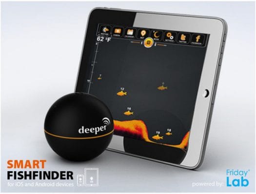 Deeper Smart Fishfinder and App Running on Tablet