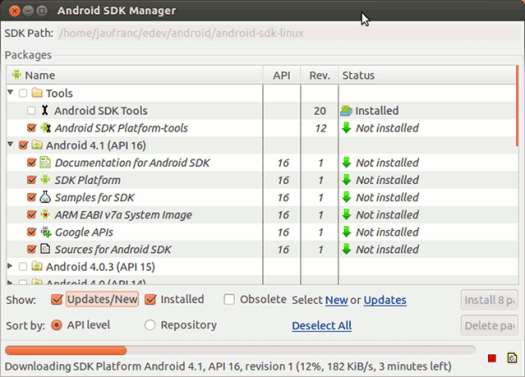 Android SDK Manager in Ubuntu
