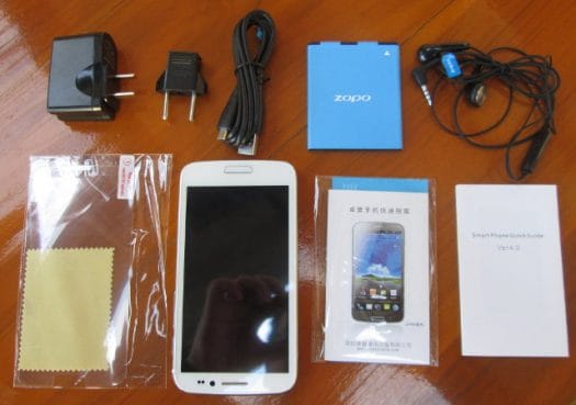 ZOPO ZP900s & Accessories Mediatek MTK6577 Smartphone with power adapter, cables and battery