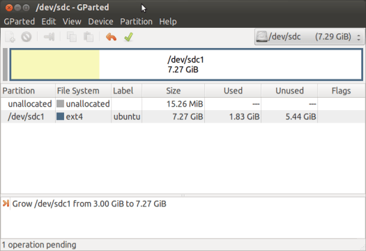 Ubuntu GK802 gparted