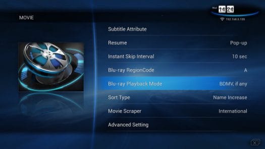 Movie Menu with Blu-Ray Region Code and Playback Options (Click for Original Size)