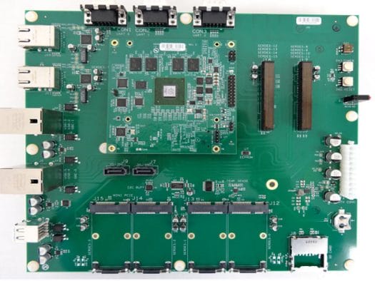 Pactron Sherwood COM Express Module Connected to Evaluation Baseboard