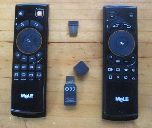 Mele F10 vs Mele F10 Deluxe - Remot Side and Dongles (Click to Enlarge)
