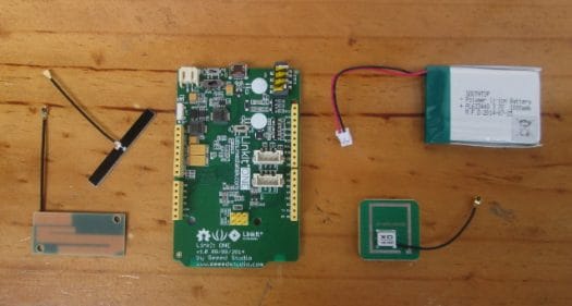 LinkIt ONE, Antennas, and Battery (Click to Enlarge)