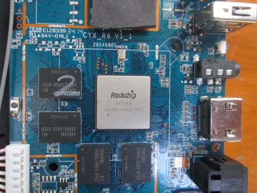 Zoom on Rocchip RK3288 SoC (Click to Enlarge)