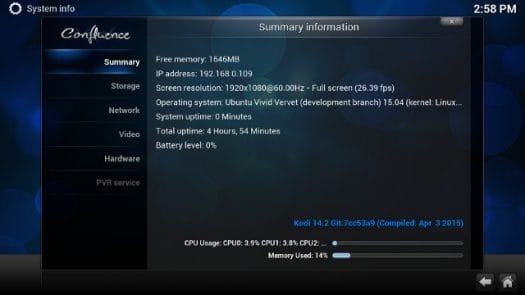 Kodi 14.2 in MeLE PCG03 (Click for Original Size)
