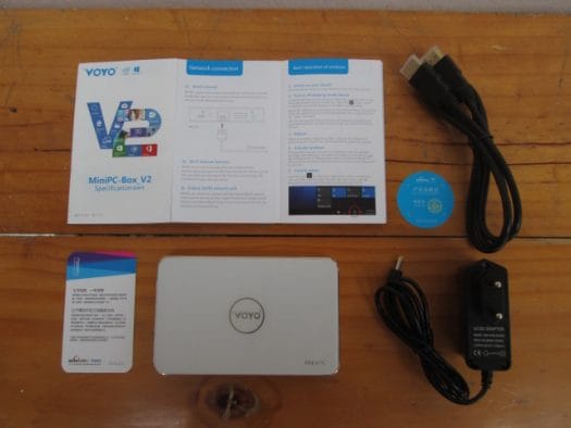 Voyo V2 mini PC and its Accessories (Click to Enlarge)