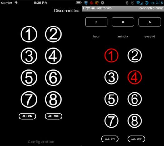 TinySine App for iOS (left) and Android (right)