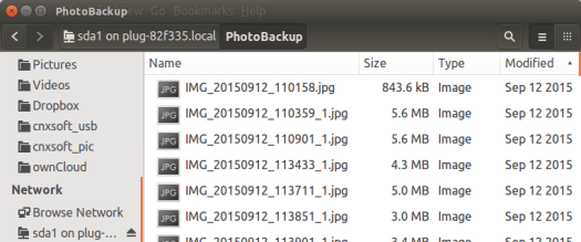 PhotoBackup directory accessed using SAMBA