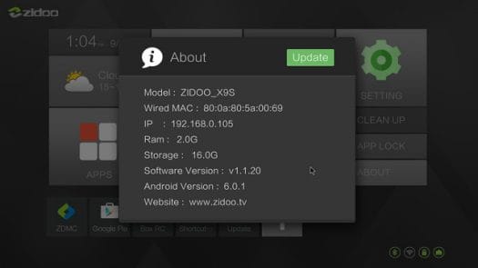 zidoo-x9s-firmware-version