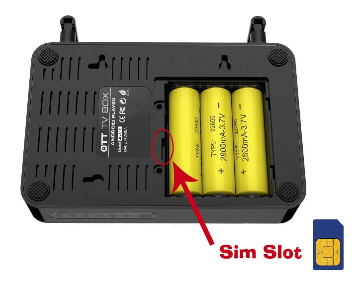 4G LTE TV Box Battery SIM Card