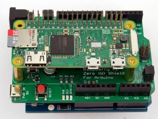 Raspberry Pi Zero W Arduino Shield with Raspberry Pi Zero W