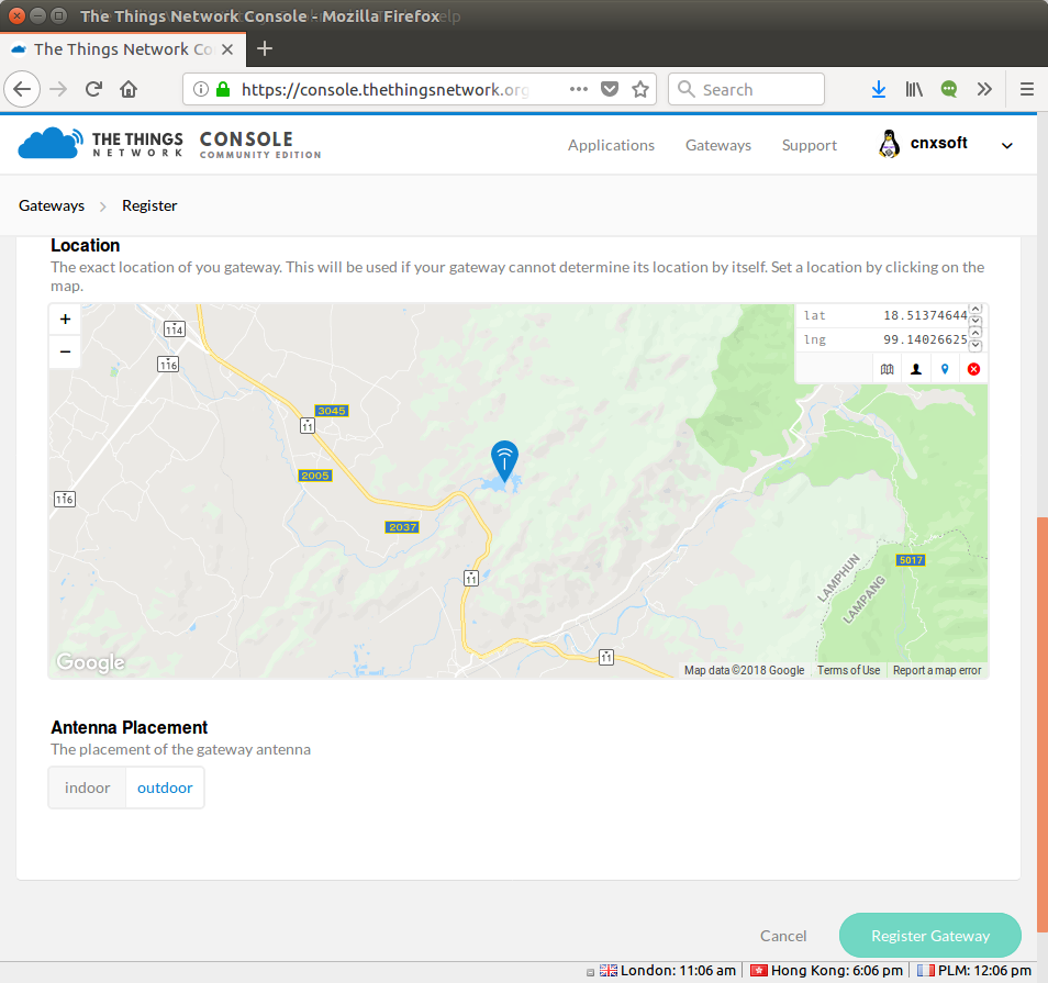 AS923 LoRa GPS Tracking with MatchX MatchBox Gateway and RAK811 LoRa ...