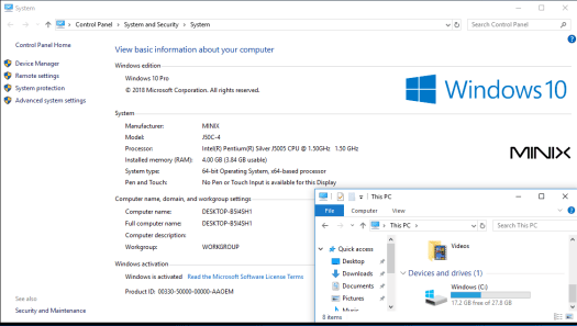 MINIX NEO J50C-4 Windows 10 Pro Activation-eMMC
