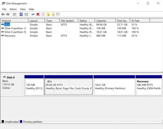 falcon mini laptop disk management