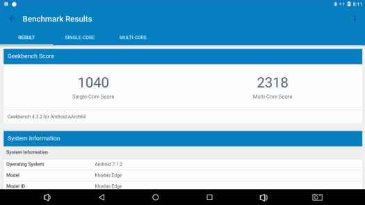 Khadas Edge GeekBench