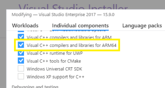 Visual Studio ARM64