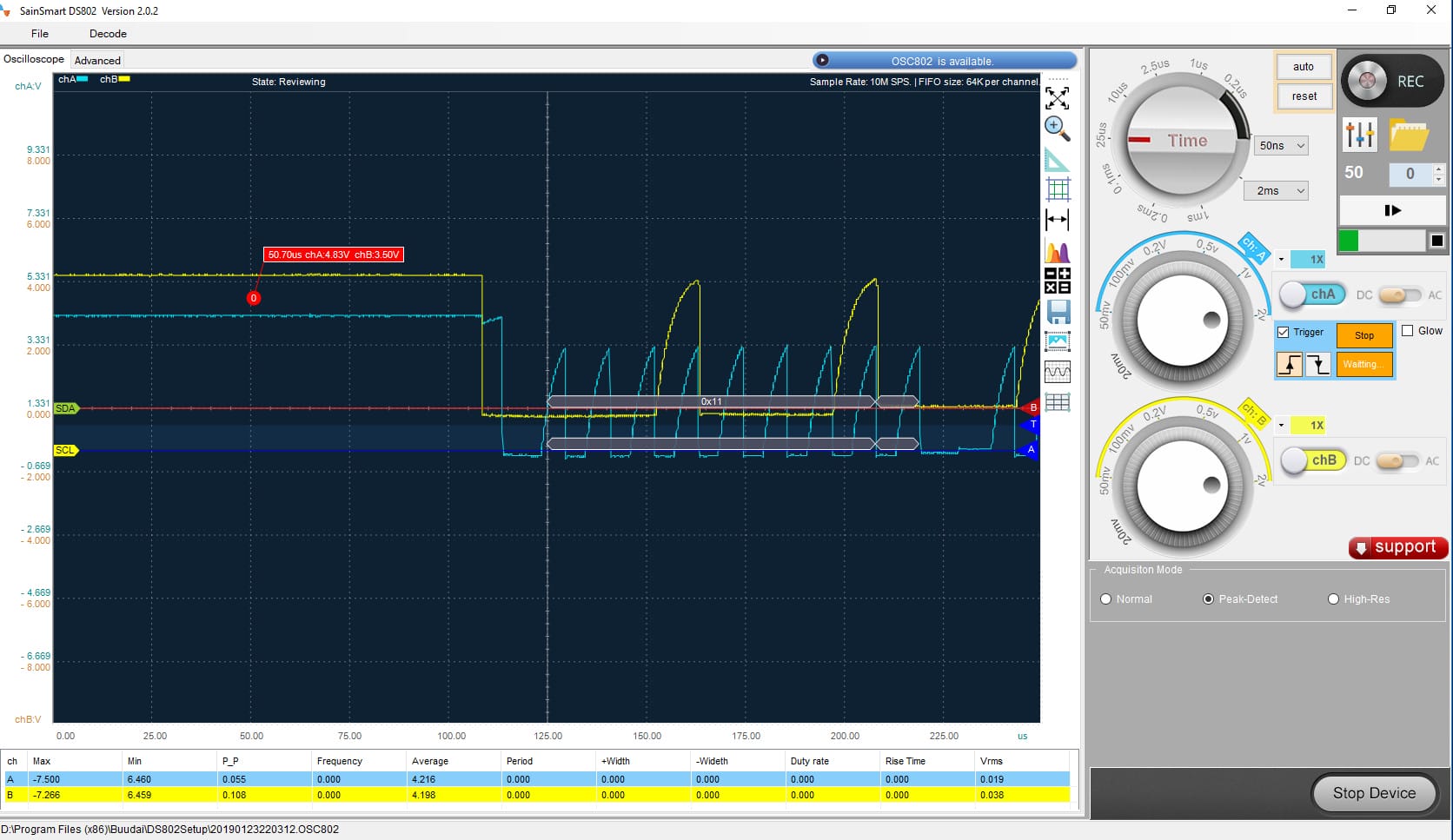 sainsmart dds120 oscilloscope software