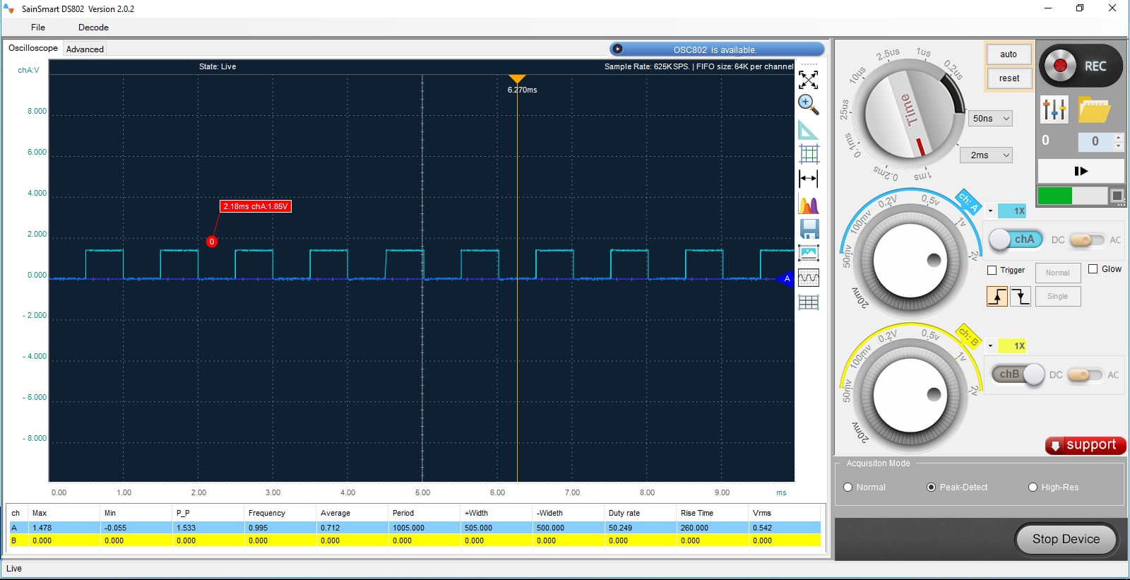 sainsmart dds120 oscilloscope software