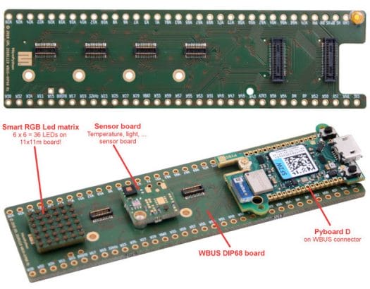 Pyboard D WBUS DIP68 Sensor Board