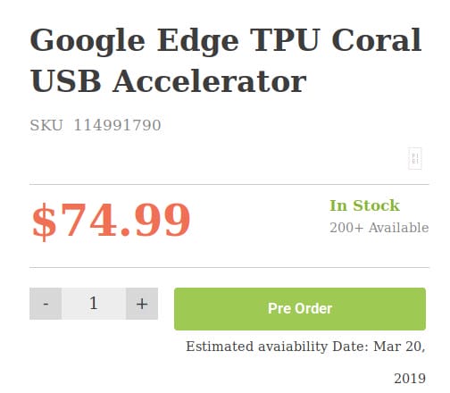 Buy Edge TPU Coral USB Accelerator