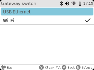 gameshell network gateway: WiFI vs USB Ethernet