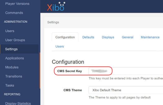 Xibo Secret Key
