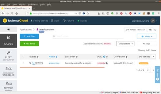 balenaCloud multicontainer demo