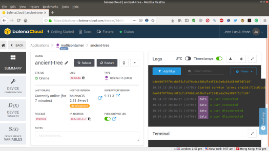 balenacloud device dashboard