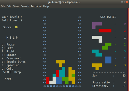 tetris terminal command line