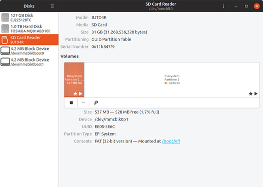 ODROID H2 eMMC Flash Ubuntu disks