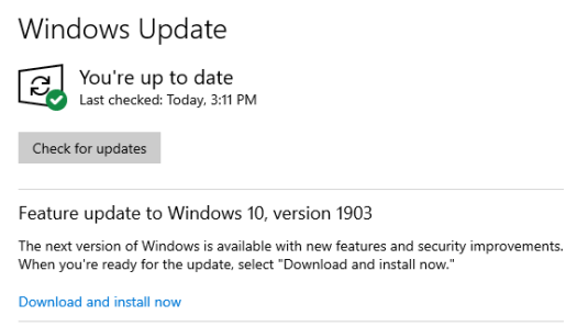 Windows Features Update 1903