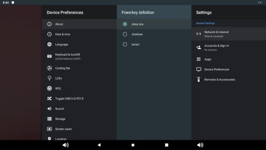 Khadas VIM3L Android Settings