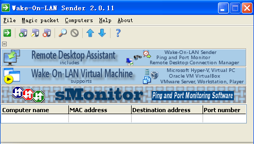 Wake-On-LAN Sender Windows