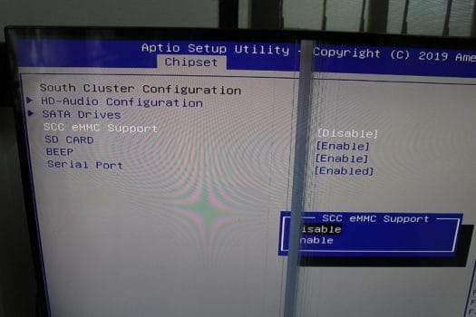 BIOS Disable eMMC Support