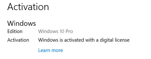 Windows activation OK