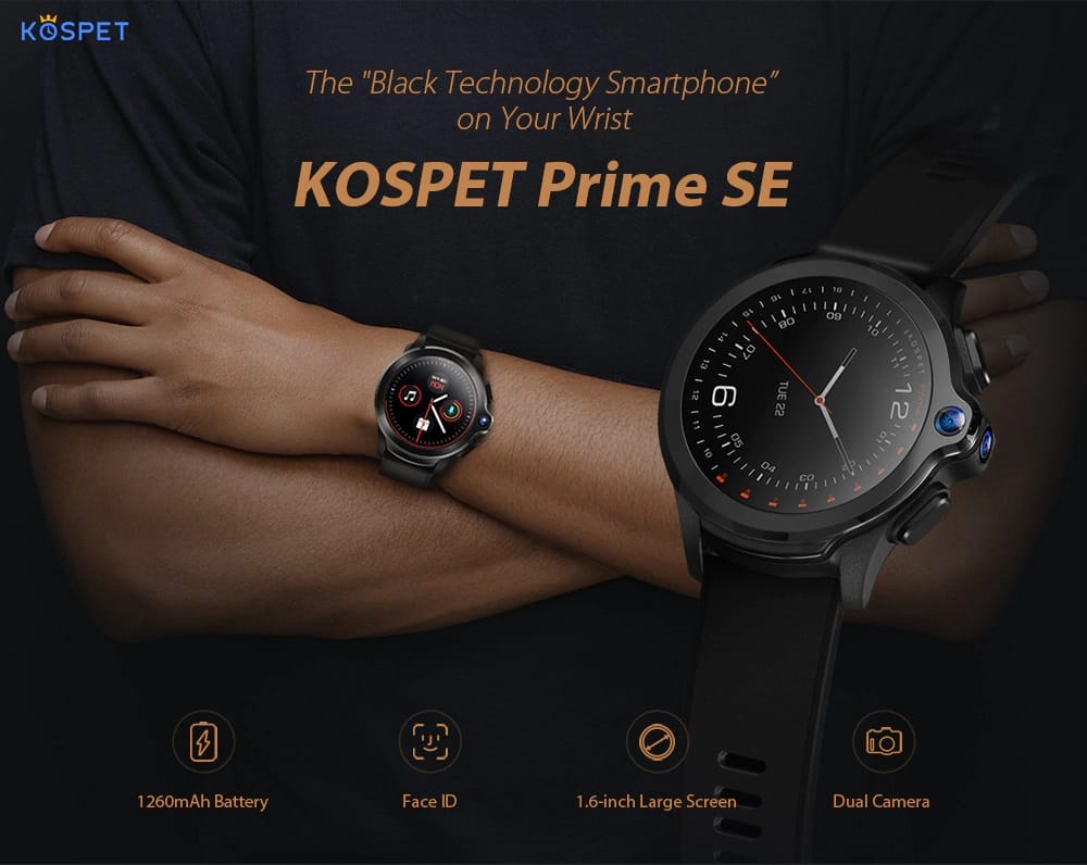 Kospet Prime SE Smartwatch with Face Unlock Runs Android 7.1.1